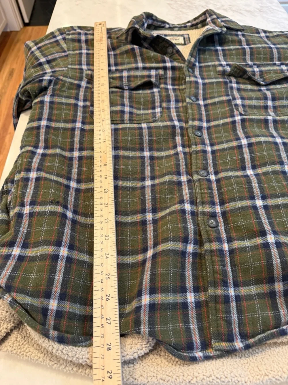 Levi’s Sherpa Lined Flannel Jacket XL Green Plaid Workwear Y2K Vintage Style - Picture 9 of 9
